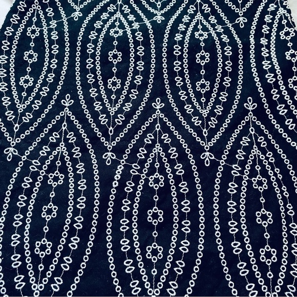 Loft Black Embroidered Scalloped Hem Skirt Whimsigoth Renaissance Gothic Cotton - Picture 4 of 11